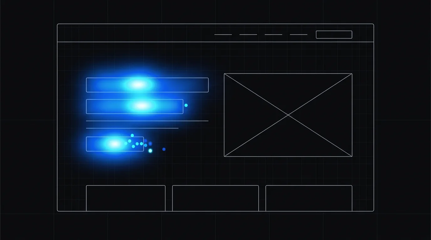 Heatmap dell'attenzione su un wireframe di landing page